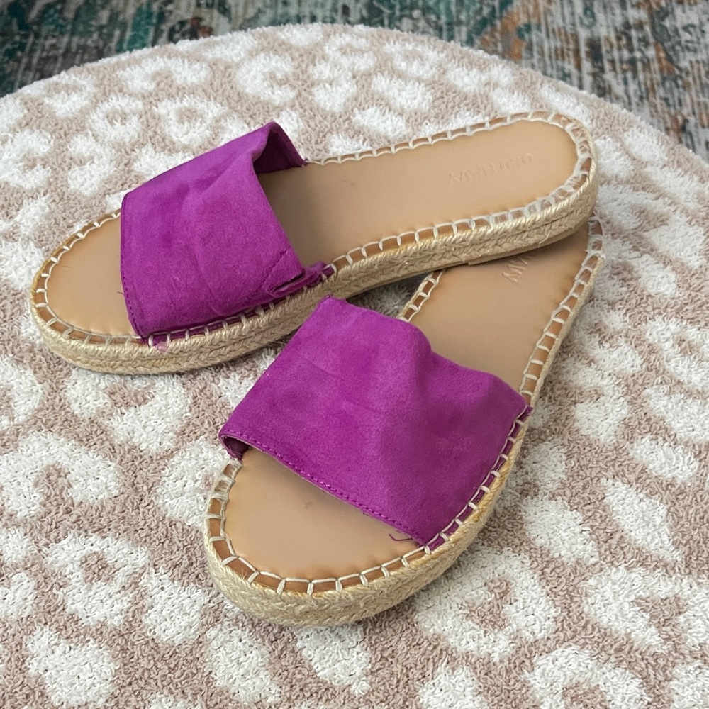 Purple Espadrille Slide Sandals